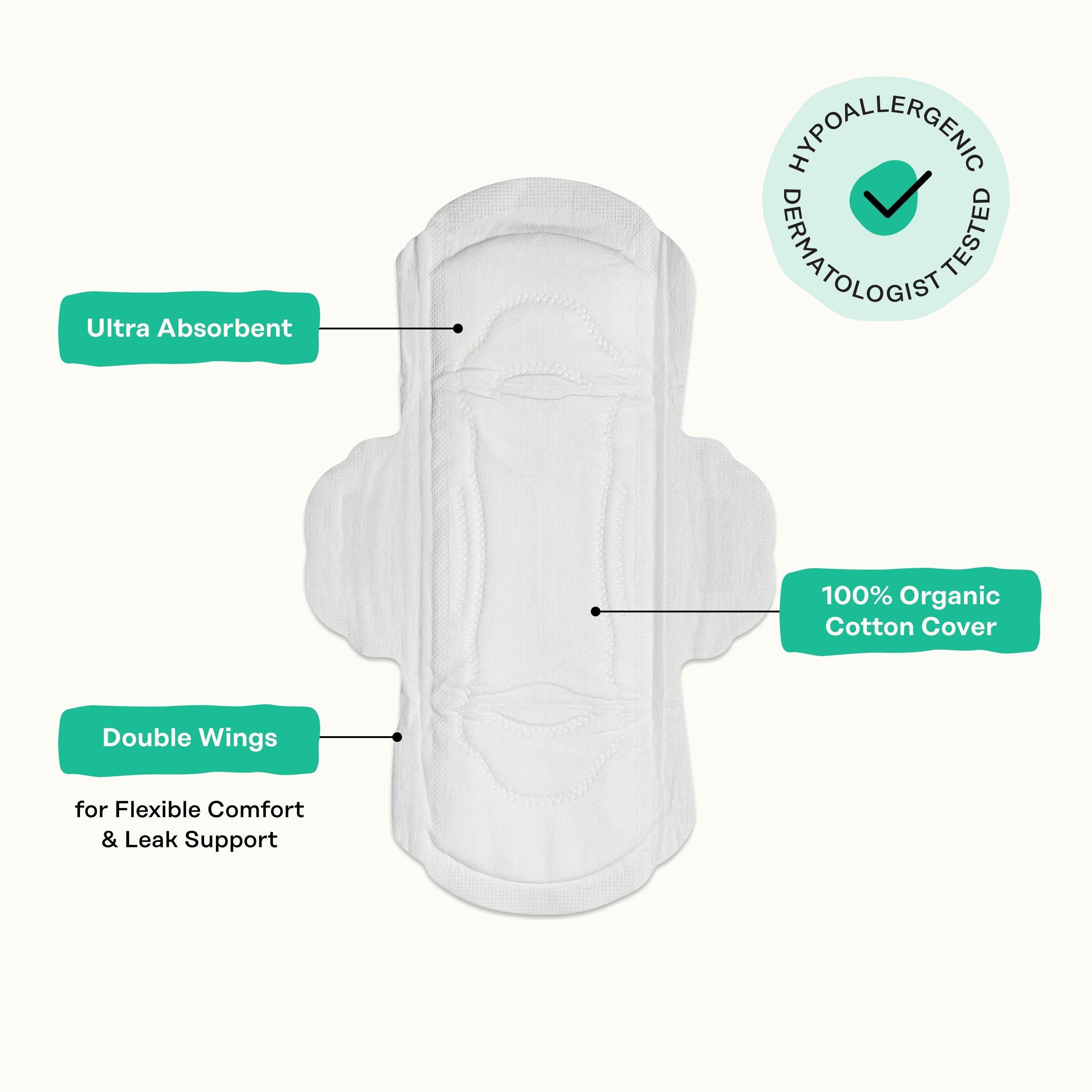 Organic Cotton Cover Cooling Herbal Infusion Regular Pads